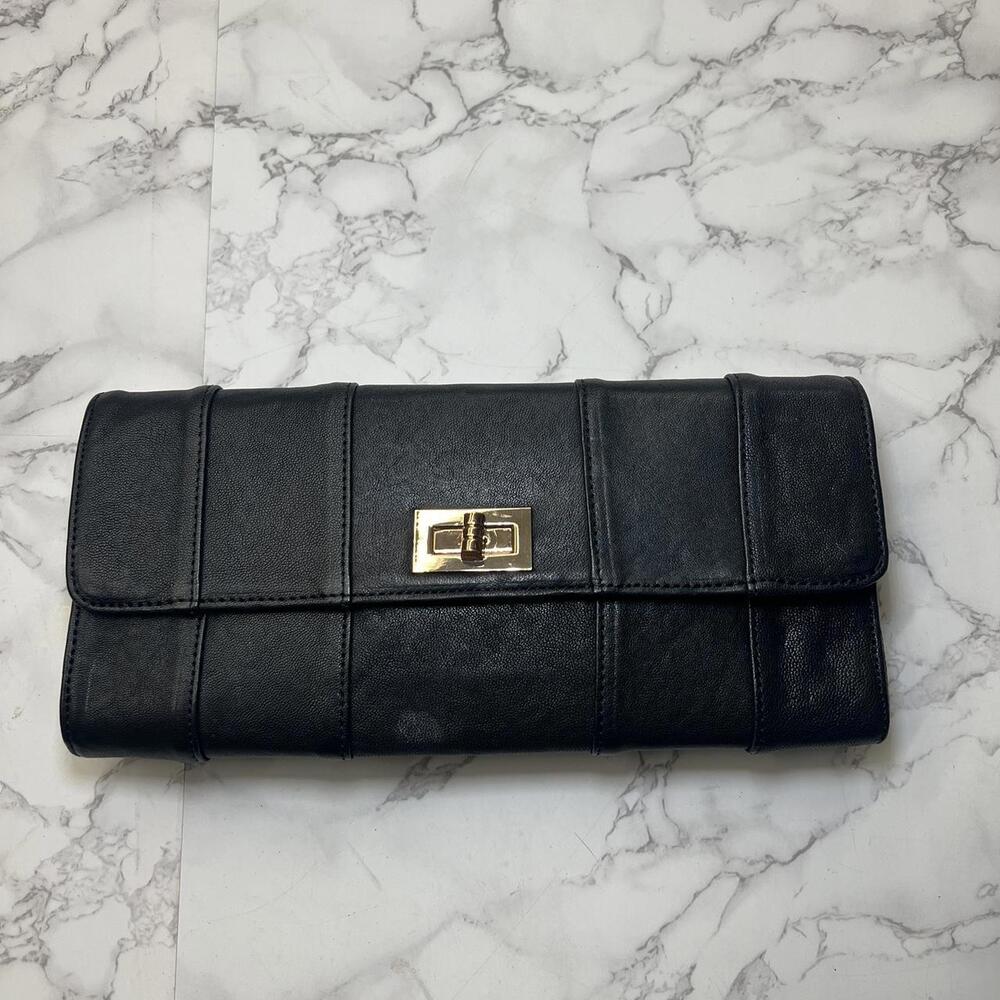 Purse Collections leather larger size black clutch